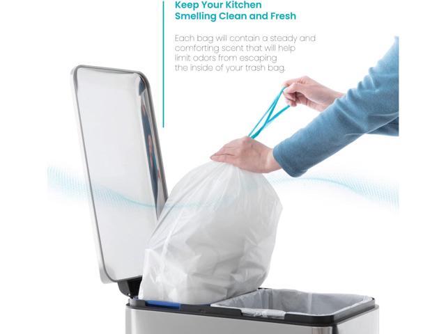 Home Zone Living 5.3 Gallon Kitchen Trash Bags with Drawstring Handles, Heavy Duty Custom Fit Design for 20 Liter Dual Recycling Liners, Code 20R,...
