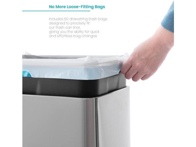 Home Zone Living 8 Gallon Kitchen Trash Bags with Drawstring Handles, Heavy Duty Custom Fit Design for Standard 30 Liter Kitchen Trash Cans, Code...