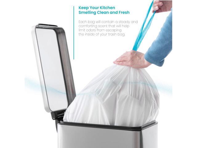 Home Zone Living 8 Gallon Kitchen Trash Bags with Drawstring Handles, Heavy Duty Custom Fit Design for Standard 30 Liter Kitchen Trash Cans, Code...