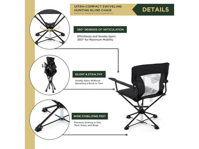 ARROWHEAD OUTDOOR 360° Degree Swivel Hunting Chair w/Armrests, Perfect for Blinds, No Sink Feet, Supports up to 450lbs, Steel Frame, Fishing,...
