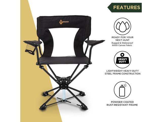 ARROWHEAD OUTDOOR 360° Degree Swivel Hunting Chair w/Armrests, Perfect for Blinds, No Sink Feet, Supports up to 450lbs, Steel Frame, Fishing,...