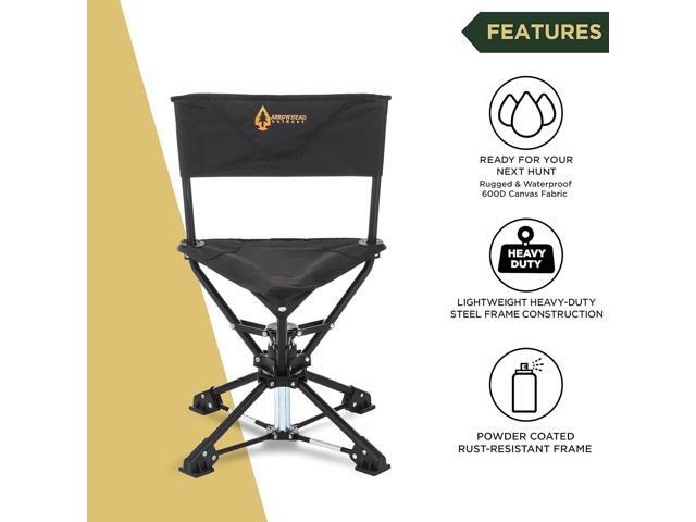 ARROWHEAD OUTDOOR 360° Degree Swivel Hunting Chair Stool Seat, Perfect for Blinds, No Sink Feet, Supports up to 225lbs, Carrying Case, Steel Frame,...