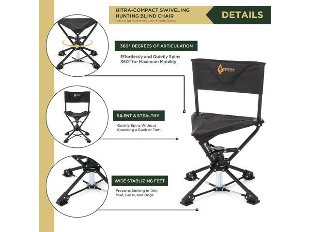 ARROWHEAD OUTDOOR 360° Degree Swivel Hunting Chair Stool Seat, Perfect for Blinds, No Sink Feet, Supports up to 225lbs, Carrying Case, Steel Frame,...