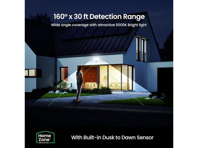 Home Zone Security Motion Sensor Flood Lights - Battery Powered 5000K LED Twin Head Light with No Wiring Required, White (2-Pack)