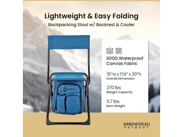 ARROWHEAD OUTDOOR Multi-Function 3-in-1 Compact Fishing Chair: Backpack, Stool & Insulated Cooler, w/ Bottle Holder & Storage Bag, External...