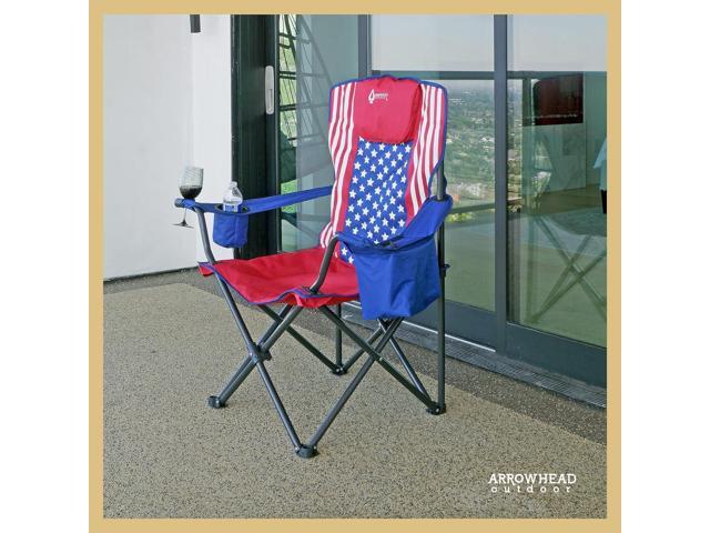 ARROWHEAD OUTDOOR Portable Folding Camping Quad Chair w/ 6-Can Cooler, Cup & Wine Glass Holders, Heavy-Duty Carrying Bag, Padded Armrests, Headrest...