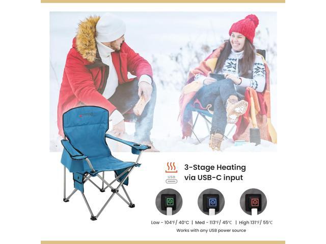 ARROWHEAD OUTDOOR Portable Heated Folding Camping Chair w/ 6-Can Cooler, 3 Heat Settings, Cup & Wine Glass Holder, Heavy-Duty Carrying Bag, Padded...