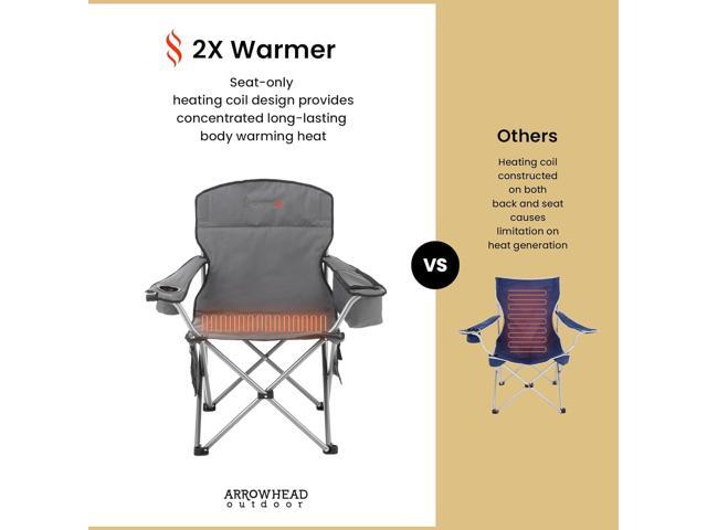 ARROWHEAD OUTDOOR Portable Heated Folding Camping Chair w/ 6-Can Cooler, 3 Heat Settings, Cup & Wine Glass Holder, Heavy-Duty Carrying Bag, Padded...