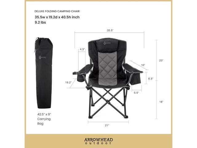 ARROWHEAD OUTDOOR Portable Folding Camping Quad Chair w/ 6-Can Cooler, Cup & Wine Glass Holders, Heavy-Duty Carrying Bag, Padded Armrests, Headrest...