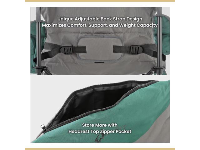ARROWHEAD OUTDOOR XXL Folding Padded Camping Chair w/Cup & Wine Holder, Armrest Cooler, Support up to 600 lbs