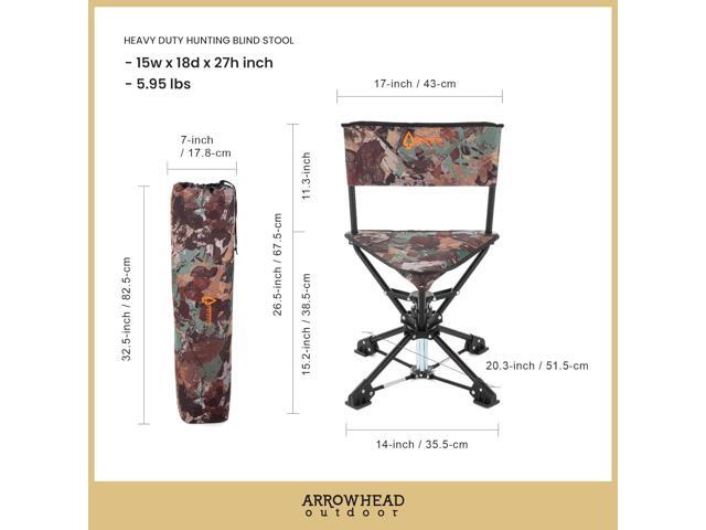 ARROWHEAD OUTDOOR 360° Swivel Hunting Blind Tripod Stool, Folding Chair, No Sink Feet, Carrying Case, Steel Frame, Camo, Fishing, High-Grade 600D...