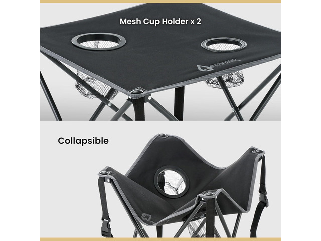 ARROWHEAD OUTDOOR 26' Heavy-Duty Portable Folding Table, 2 Cup Holders, No Sag Surface, Compact, Square, Carrying Case, Steel Frame, High-Grade...