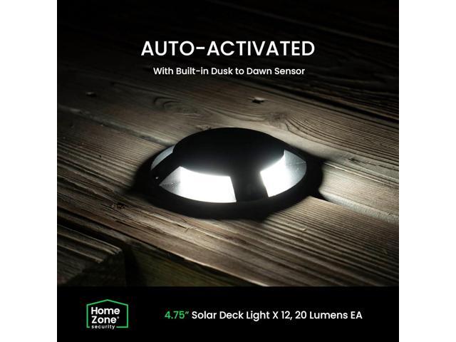 Home Zone 12 Packs Outdoor Solar Deck Light, Black, 20 Lumens, Waterproof, Dusk to Dawn, Aluminum Plastic Case for Decor Fence Step Pathway...