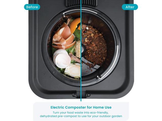 Home Zone Living Electric Kitchen Waste Composter, Pre Compost, Auto Cleaning Cycle, 3 Liter Capacity, White