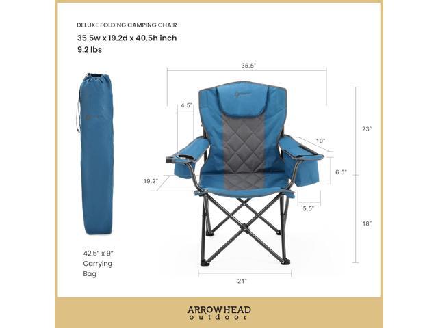 ARROWHEAD OUTDOOR Portable Folding Camping Quad Chair w/ 6-Can Cooler, Cup & Wine Glass Holders, Heavy-Duty Carrying Bag, Padded Armrests, Headrest...