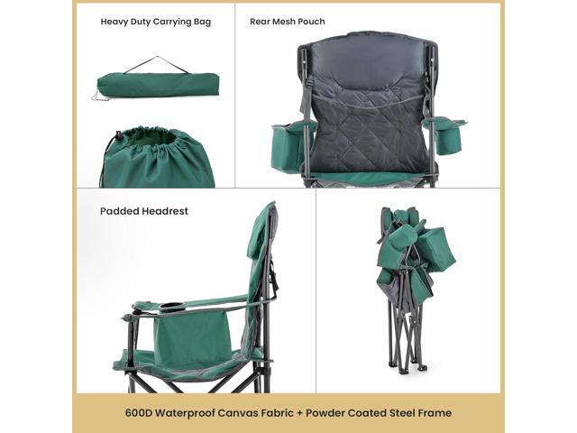 ARROWHEAD OUTDOOR Portable Folding Camping Quad Chair w/ 6-Can Cooler, Cup & Wine Glass Holders, Heavy-Duty Carrying Bag, Padded Armrests, Headrest...