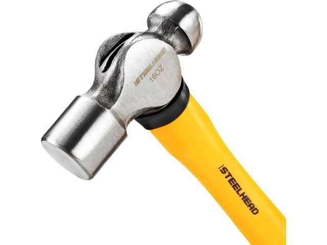 STEELHEAD 5-Piece Fiberglass Handle Hammer & Mallet Set, 16oz Ball-Peen Hammer, 32oz Ball-Pein Hammer, 32oz Rubber Mallet, 3lb Sledge Hammer, 3lb...