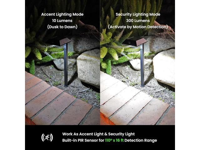 Mesh Linkable Series 4-Pack Solar LED Security Pathway Light w/ LiFePO4 Battery, 300LM, Auto-linking, 110°x16 ft Motion Detection, CCT...