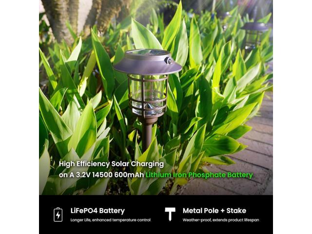 Mesh Linkable Series 4-Pack Solar LED Security Pathway Light w/ LiFePO4 Battery, 300LM, Auto-linking, 110°x16 ft Motion Detection, CCT...