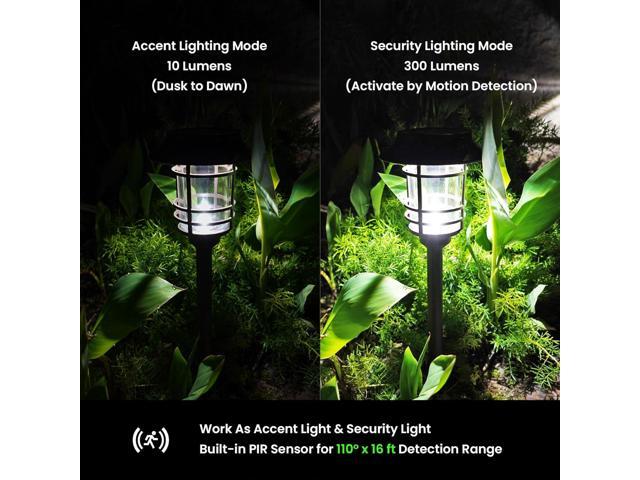 Mesh Linkable Series 4-Pack Solar LED Security Pathway Light w/ LiFePO4 Battery, 300LM, Auto-linking, 110°x16 ft Motion Detection, CCT...