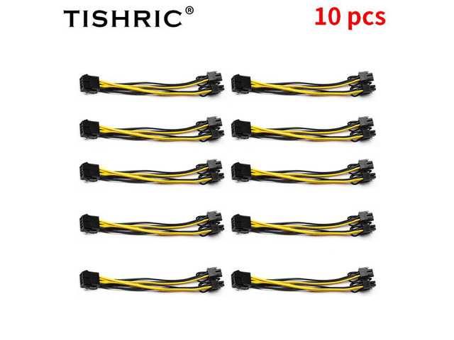 TISHRIC 10PCS Miner Power Cord 8Pin to Dual 8pin Miner Riser Cable PCI Express PCIE Graphic Video Card Adapter Power Cable