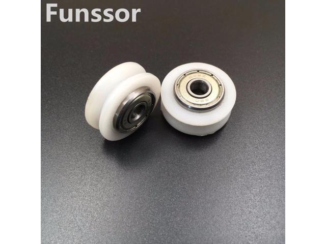Funssor CNC machine parts 4mm/5mm bore Openbuilds POM Polycarbonate Dual V Wheel For V Slot Aluminium Linear Extrusion