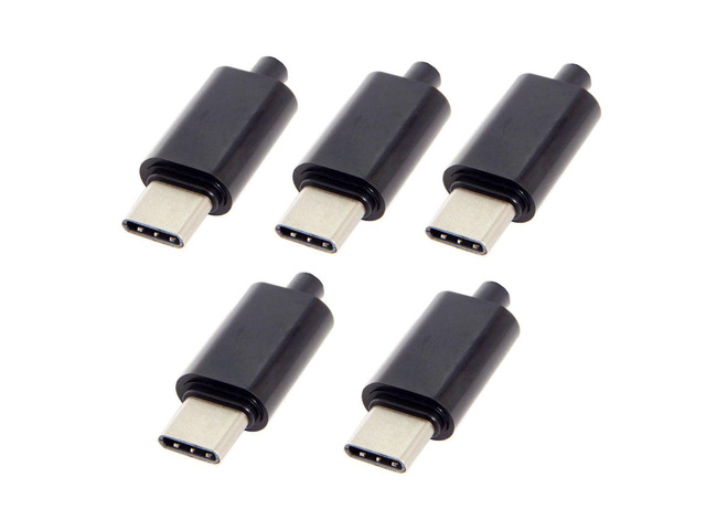 NGFF 5pcs/lot DIY 24pin USB Type C USB-C Male OTG Host Type 5.1k Resistor with Black Housing Cover