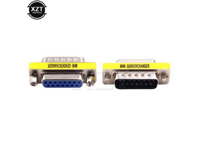 AT 5PCS/LOT 15 Pin HD DB15 VGA / SVGA Gender Changer Adaptor Mini VGA female head converted into male Male to Famale high