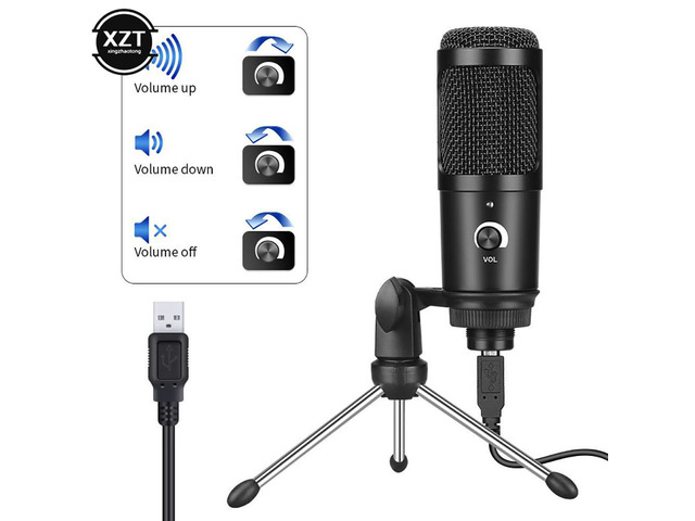 Metal USB Condenser Recording Microphone for Laptop Windows Studio Recording Mic Vocals Voice Over for YouTube Gaming