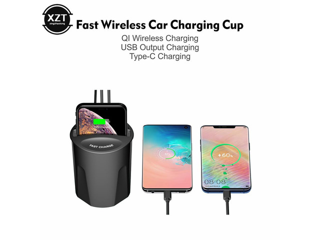 10W Fast Wireless Charger Car Charger Cup for IPhone 11 Max Pro XS XR/X/8 SAMSUNG S9/S8/Note10/Note9 Car Cup Charging Holder