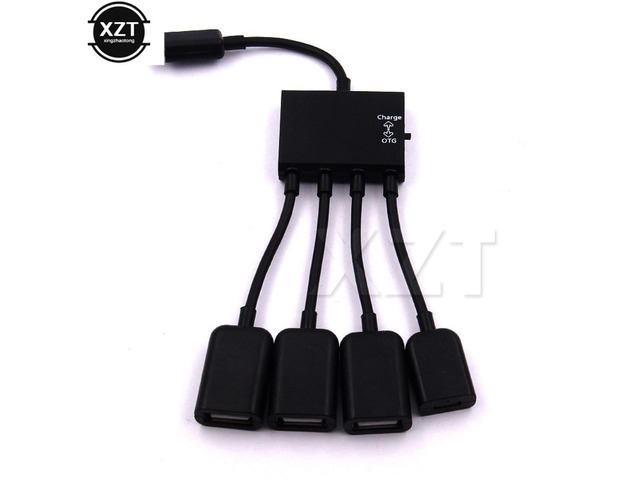 AT 10PCS Universal Micro USB OTG Connector Spliter For Smartphone Computer Tablet PC USB Hub Cable 4 Port