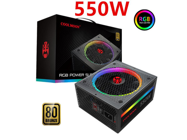 PSU For COOLMOON Full Modular 80plus Gold PC Game Mute Power Supply RGB 750W