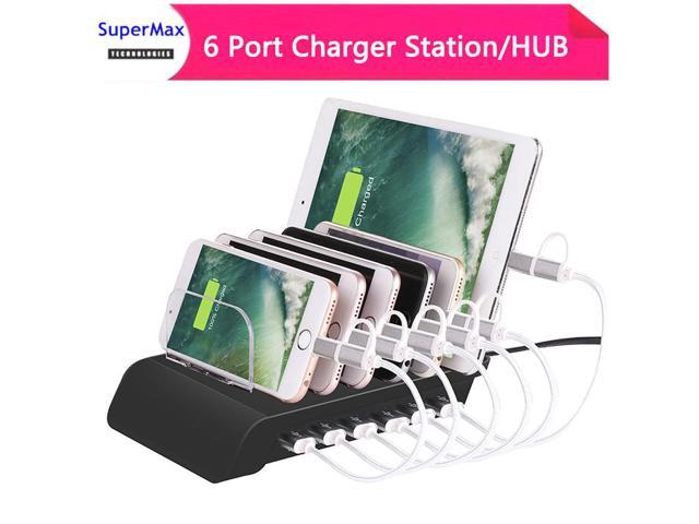 Station de charge USB 6Ports, support HUB USB pour iPhone/iPad/téléphone portable/tablette