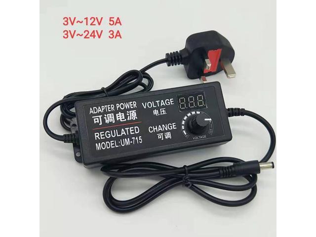 Adjustable AC to DC 3v-12v3v-24v Universal adapter with display voltage regulator