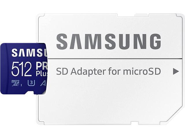 SAMSUNG PRO plus + Adapter 512GB Microsdxc up to 160Mb/S UHS-I, U3, A2, V30, Full HD & 4K UHD (MB-MD512KA/AM)