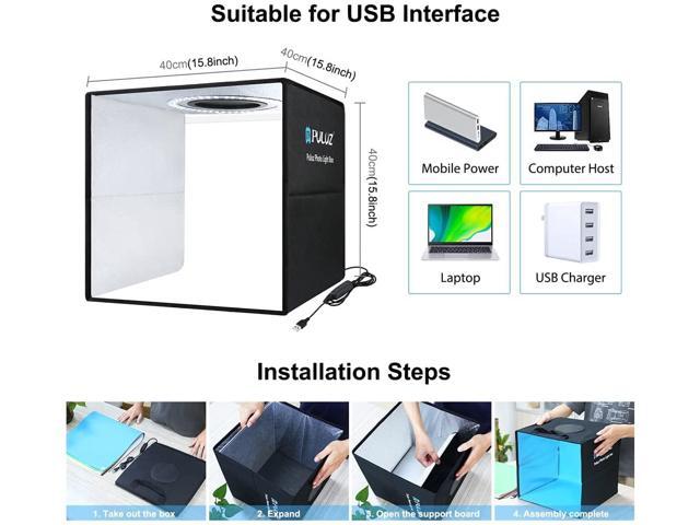 Portable Photo Studio Light Box, PULUZ 16'X16' Professional Dimmable Shooting Tent Kit with 144 Leds Lights & 6 Kinds Double-Sided Color...