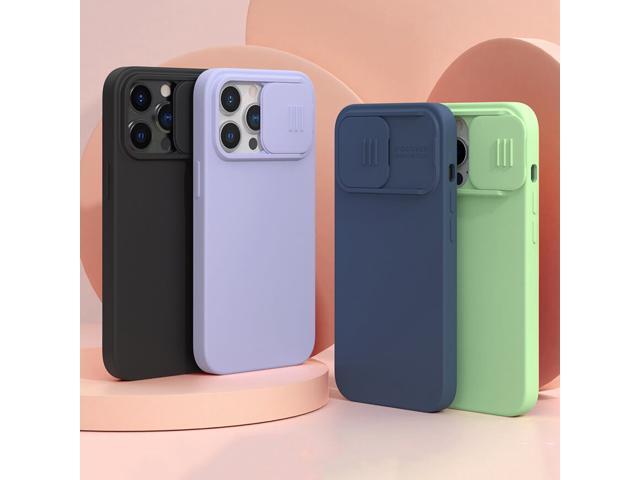 Nillkin for iPhone 13 / for iPhone 13 Pro/ for iPhone 13 Pro Max Case Smooth Shockproof with Slide Lens Protector Soft Liquid Silicone Rubber...