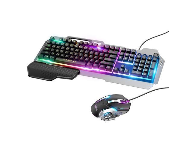 Mechanical Feeling RGB Gaming Keyboard and Breathing Light Mouse with 9 Colors 3600DPI Mouse for PC Laptop Computer Game and Work