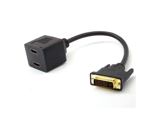 DVI Male to 2 Ports HDMI Female Splitter Converter Cord Extension Cable 20cm
