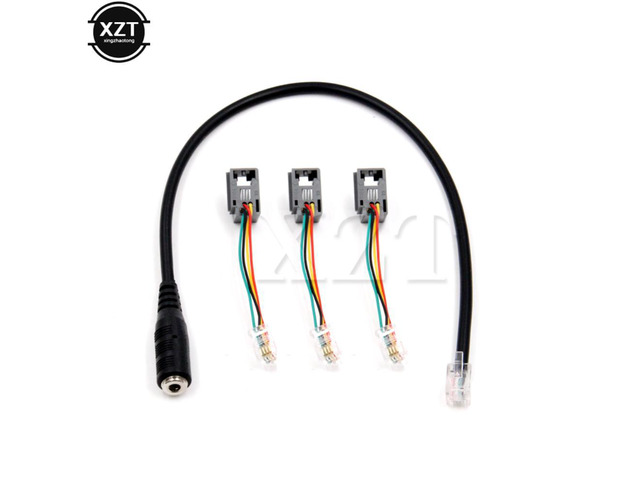 3.5mm Smartphone Cable Jack to RJ12 Headset To Office Phone Cable Cord Converter Telephone Using Adapter