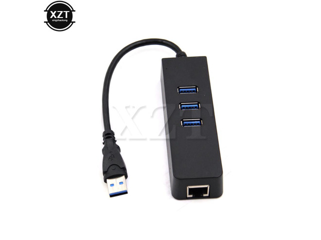 1PCS 3 Port USB 3.0 Hub 10/100/1000 Mbps RJ45 Gigabit Ethernet LAN Wired Network High speed