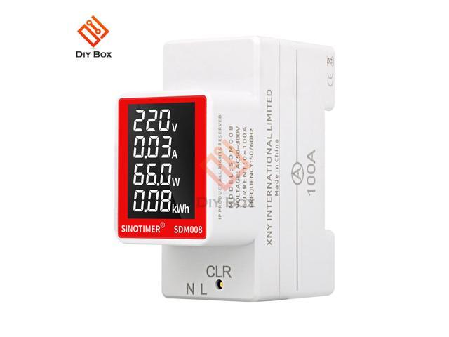 Din Rail Electricity Digital Meter Power Energy Voltmeter Ammeter Watt kWh Reset Power Consumption Wattmeter Monitor AC 50V~300V