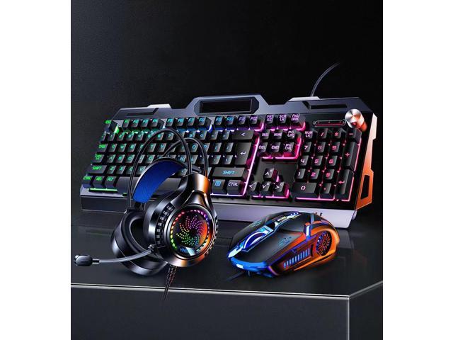 Wired Mechanical Gaming Keyboard, Mouse and Headphone combo, LED backlight Gaming keyboard for laptop, pc and computer gaming