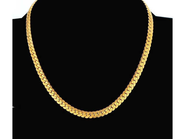 18K Yellow Gold-Plated 20-Inches Snake Herringbone Wide 5mm Unisex Chain Necklace Gift