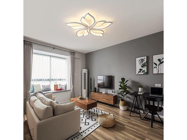 Modern Ceiling Light,23.6" Dimmable LED Chandelier Flush Mount Ceiling Lights,Remote Control Acrylic Leaf Ceiling Lamp Fixture for Living Room...