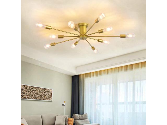 Photos - Chandelier / Lamp Garwarm 10 Lights Modern Sputnik Ceiling Chandelier Gold Industrial Ceilin