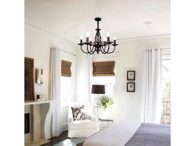 Garwarm French Country Chandelier,Vintage Candle Chandelier,6 Lights Farmhouse Pendant Light Fixture for Kitchen Island,Dining Room,Living Room