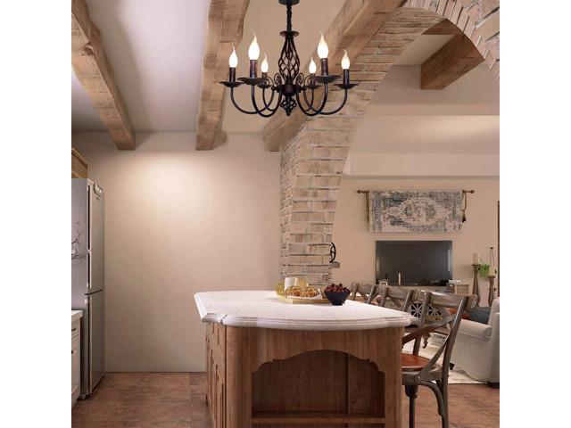 Garwarm French Country Chandelier,Vintage Candle Chandelier,6 Lights Farmhouse Pendant Light Fixture for Kitchen Island,Dining Room,Living Room