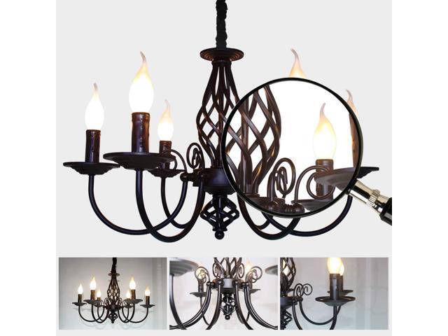 Garwarm French Country Chandelier,Vintage Candle Chandelier,6 Lights Farmhouse Pendant Light Fixture for Kitchen Island,Dining Room,Living Room