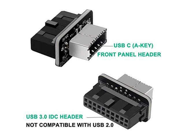 Usb Front Panel Adapter, Vertical Usb C Header Adapter, Usb 3.1 Type-E Key-A To Usb 3.0 20Pin Header Converter For Type C Motherboard